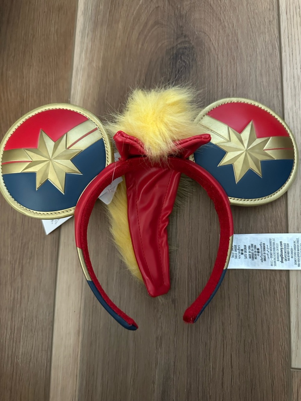 Captain Marvel Mohawk Disney Ears Red & Blue Ear Headband new with tags NWT RARE